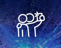 ícone apresenta duas pessoas com um megafone (remetendo à divulgação ou anúncio de ganhadores)